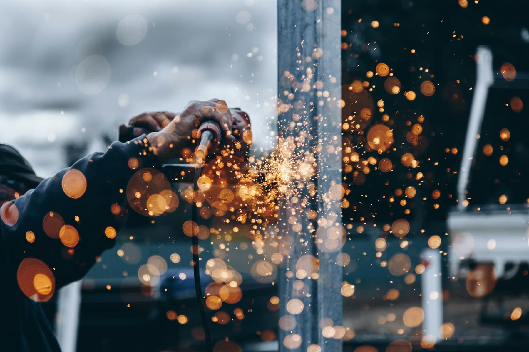 Metalworker preparing a structural steel section